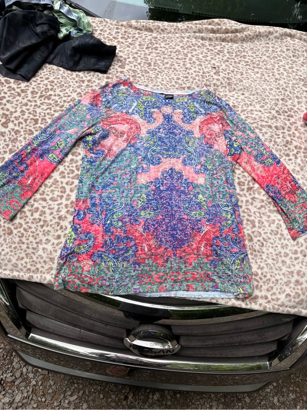 Y2K Fairycore Rhinestone Paisley Top Size Large Semi Sheer Mermaid Garden